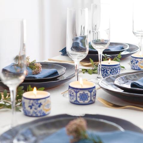 Conjunto de 3 velas aromáticas Gold & Blue