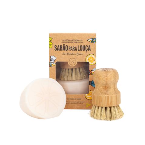 Coffret Sabão para Louça 150g & Escova de Bambu
