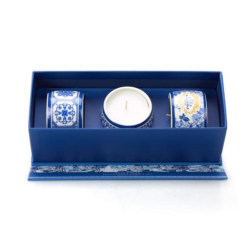 Conjunto de 3 velas aromáticas Gold & Blue